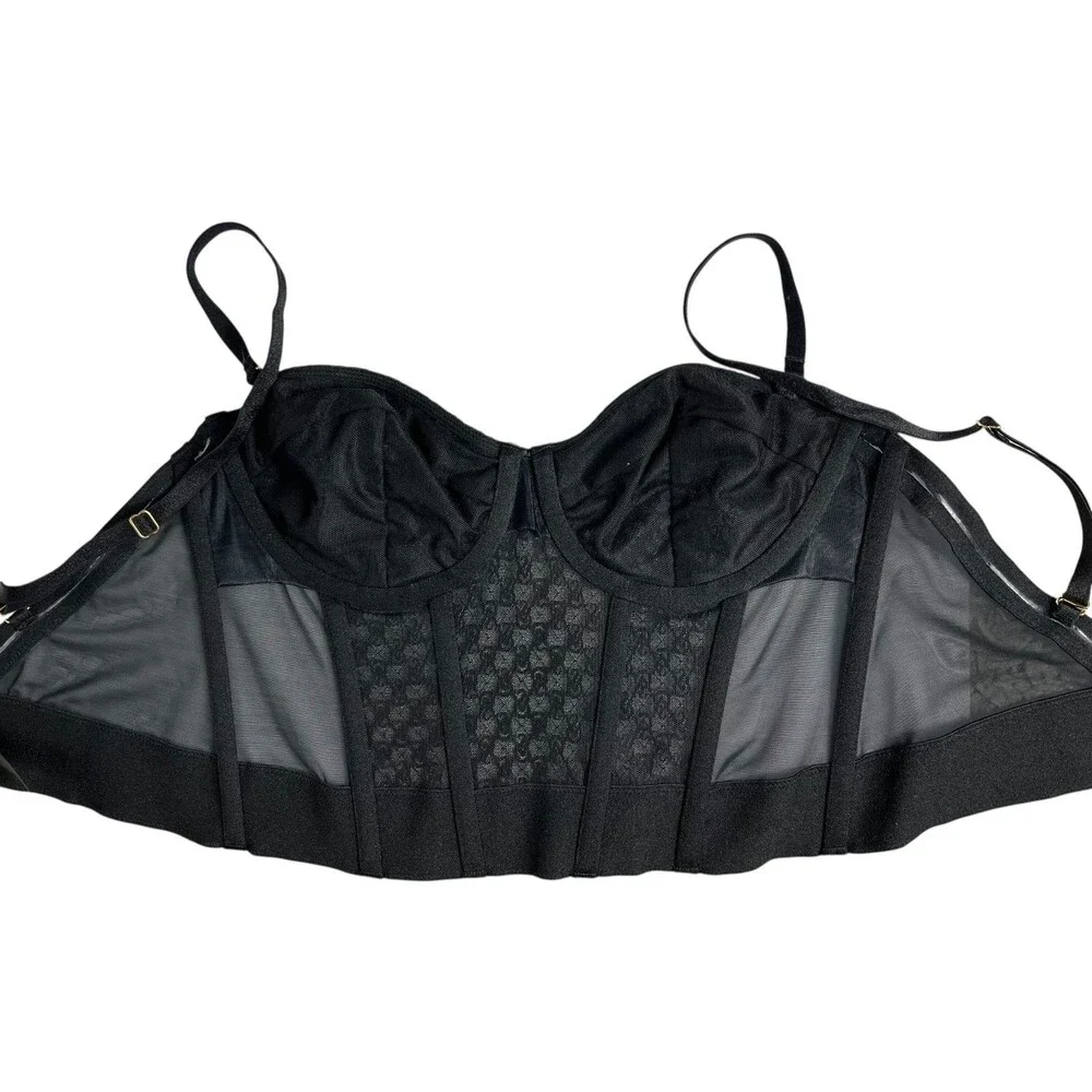 Victoria's Secret Black Very Sexy VS Archives Monogram Corset Bra Top Size 34C - Picture 4 of 13